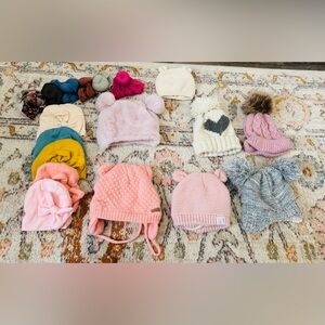 Adorable Pink and Cream Knit Baby Hats
